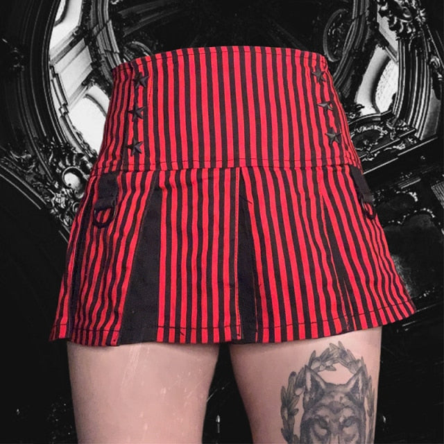 Gothic Lace Mini Pleated Skirt Women Punk Aesthetic High Waist A-Line Short Skirt 90s Vintage Harajuku Streetwear-Dollar Bargains Online Shopping Australia