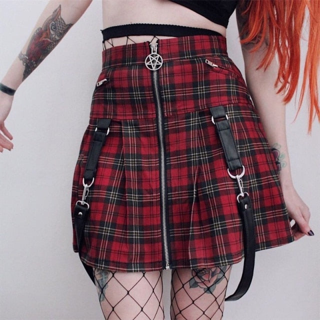 Gothic Lace Mini Pleated Skirt Women Punk Aesthetic High Waist A-Line Short Skirt 90s Vintage Harajuku Streetwear-Dollar Bargains Online Shopping Australia