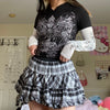 Gothic Lace Mini Pleated Skirt Women Punk Aesthetic High Waist A-Line Short Skirt 90s Vintage Harajuku Streetwear-Dollar Bargains Online Shopping Australia