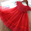 Red Girls Dress For Kids Summer Princess Dress Lace Embroidery Birthday Wedding Party Vestidos Children Autumn Clothing-Dollar Bargains Online Shopping Australia