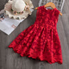 Red Girls Dress For Kids Summer Princess Dress Lace Embroidery Birthday Wedding Party Vestidos Children Autumn Clothing-Dollar Bargains Online Shopping Australia