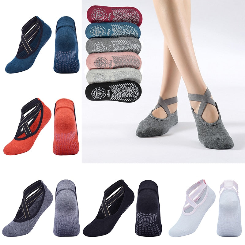 Bandage Yoga Socks Anti-Slip Quick-Dry Damping Pilates Ballet Socks Good Grip For Women Cotton Socks-Dollar Bargains Online Shopping Australia