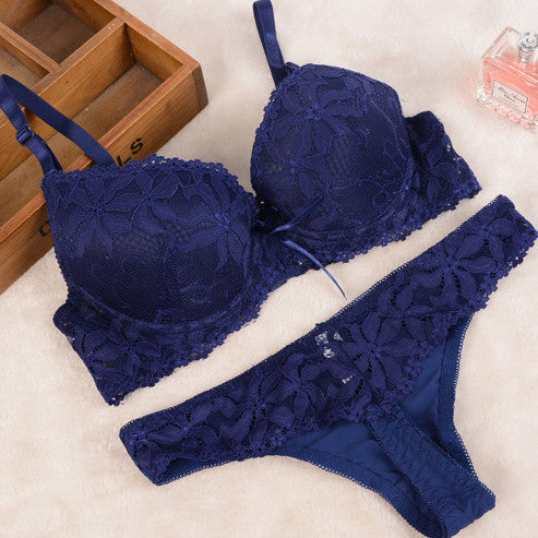 Women Bra Set Lingerie Set Luxurious Vintage Lace Embroidery Push Up Bra  and Panty Set 