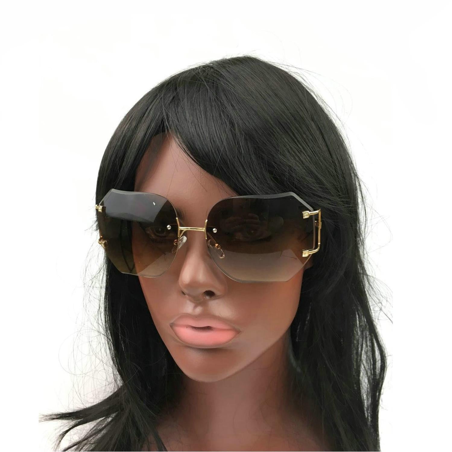 Fashion star style fashion sunglasses gradient women's rimless sunglasses vintage big box frog glasses-Dollar Bargains Online Shopping Australia