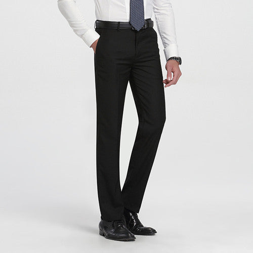 Autumn Men's Gray-Solid Suit Separate Pant Flat-Front Slim Fit Unelastic Lightweight Wrinkle-resistant Business Dress Pants-Dollar Bargains Online Shopping Australia