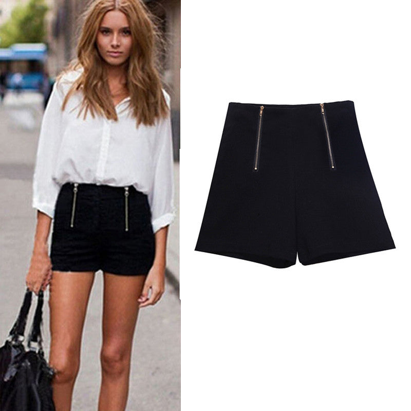 Summer Style Black High Waisted Shorts Zipper 5Color Solid Super Short Shorts Women Girl Casual Women Shorts-Dollar Bargains Online Shopping Australia