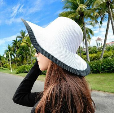 Summer Women's Foldable Wide Large Brim Beach Sun Hat Straw Beach Cap For Ladies Elegant Hats Girls Vacation Tour Hat-Dollar Bargains Online Shopping Australia