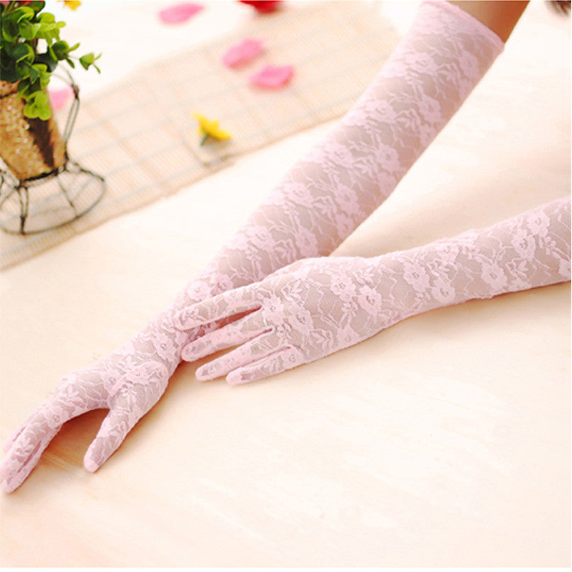 Summer Lace Sun Block UV Protection Long Evening Driving Arm Gloves for party Accessories Red,Pink,Black,White,Beige-Dollar Bargains Online Shopping Australia