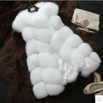 Warm Fashion Women Coat Fur Vest High-Grade Faux Fur Coat Fox Fur Long Vest Plus-Dollar Bargains Online Shopping Australia