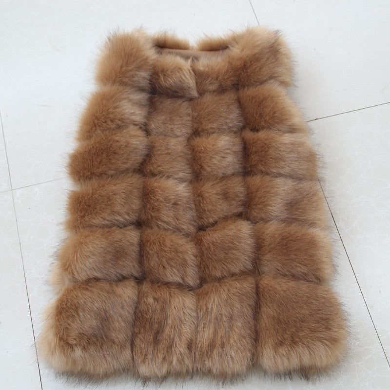 Warm Fashion Women Coat Fur Vest High-Grade Faux Fur Coat Fox Fur Long Vest Plus-Dollar Bargains Online Shopping Australia