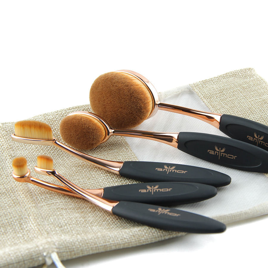 Rose Gold 10 pcs/5 pcs Tooth Brush Shape Oval Makeup Brush Set MULTIPURPOSE Professional Foundation Powder Brush Kit with Bag-Dollar Bargains Online Shopping Australia