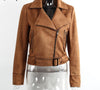 Zipper basic suede jacket coat motorcycle leather jacket Women outwear Pink belted short winter jackets-Dollar Bargains Online Shopping Australia