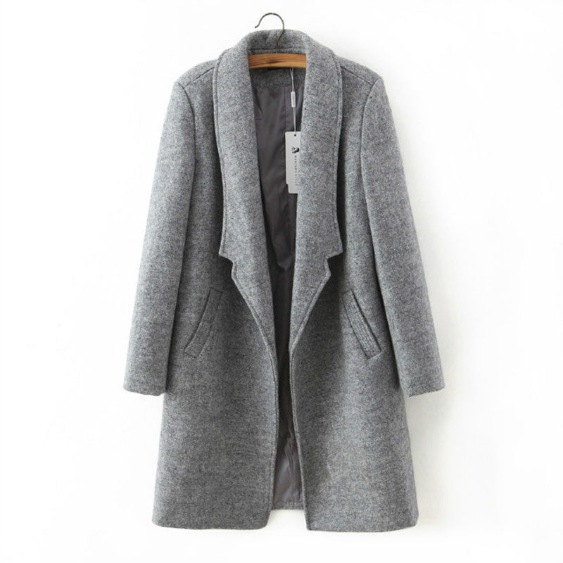 women winter autumn jacket long women coat slim suit collar long style soild woolen coat female jacket-Dollar Bargains Online Shopping Australia